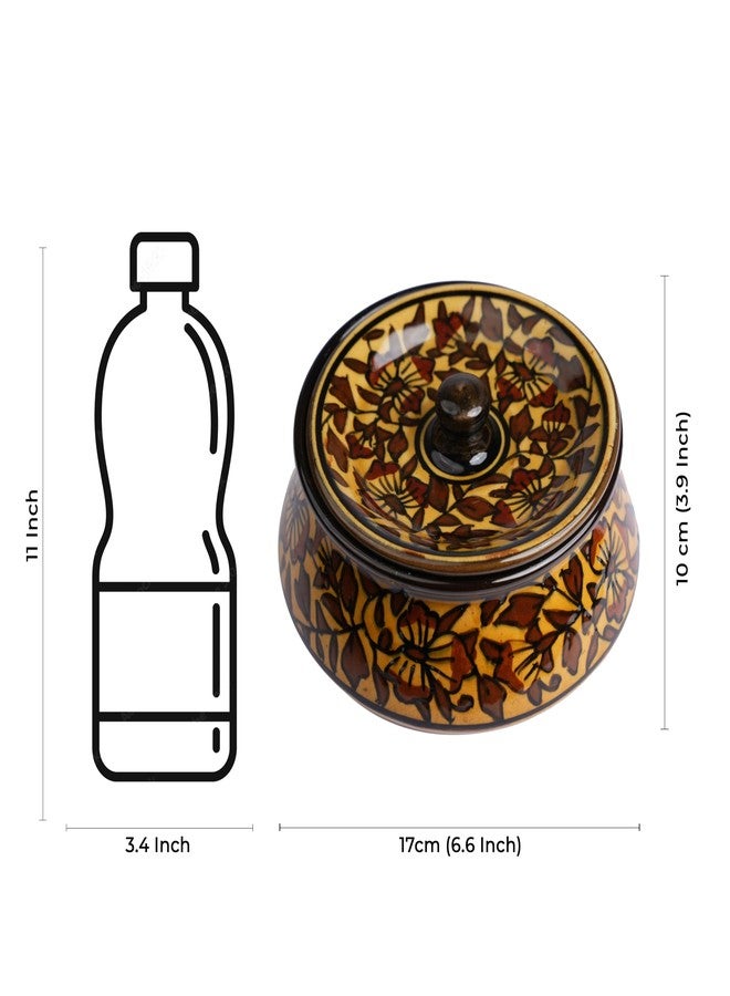 كافيين طقم أواني تقديم سيراميك مصنوعة يدويًا من الحجر، لون بني، مكون من 4 قطع، بنقشة الكافيين. - Image 3